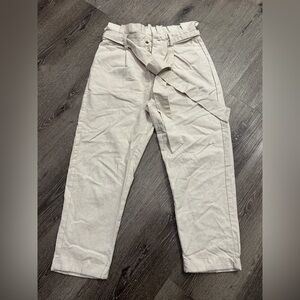 Linen pink lily pants paper bag waist